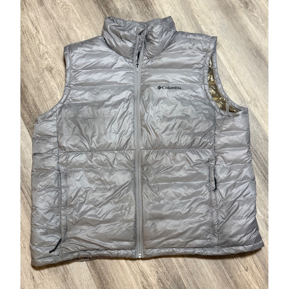 Columbia Men's Silver Puffer Vest Omni Heat Lightweight Insulated‎ Size XXL